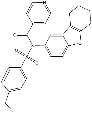 4-ethyl-N-isonicotinoyl-N-(6,7,8,9-tetrahydrodibenzo[b,d]furan-2-yl)benzenesulfonamide 结构式