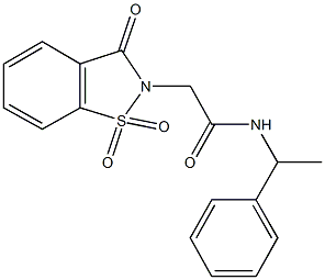 2-(1,1-dioxido-3-oxo-1,2-benzisothiazol-2(3H)-yl)-N-(1-phenylethyl)acetamide 结构式