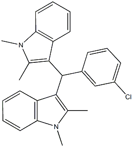 3-[(3-chlorophenyl)(1,2-dimethyl-1H-indol-3-yl)methyl]-1,2-dimethyl-1H-indole 结构式