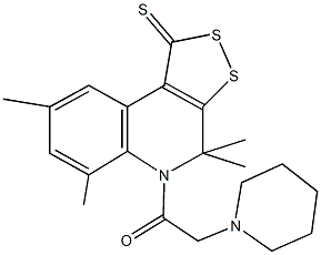 4,4,6,8-tetramethyl-5-(1-piperidinylacetyl)-4,5-dihydro-1H-[1,2]dithiolo[3,4-c]quinoline-1-thione 结构式