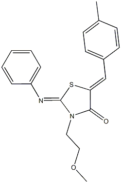 3-(2-methoxyethyl)-5-(4-methylbenzylidene)-2-(phenylimino)-1,3-thiazolidin-4-one 结构式