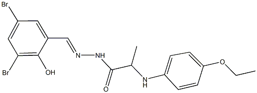 N'-(3,5-dibromo-2-hydroxybenzylidene)-2-(4-ethoxyanilino)propanohydrazide 结构式