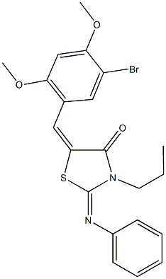 5-(5-bromo-2,4-dimethoxybenzylidene)-2-(phenylimino)-3-propyl-1,3-thiazolidin-4-one 结构式