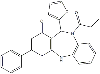 11-(2-furyl)-3-phenyl-10-propionyl-2,3,4,5,10,11-hexahydro-1H-dibenzo[b,e][1,4]diazepin-1-one 结构式