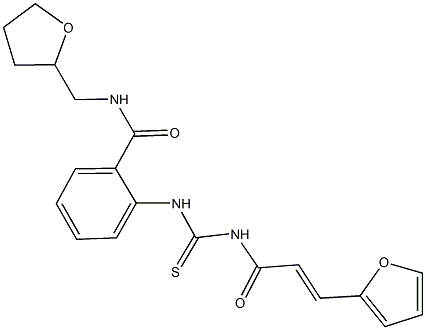 2-[({[3-(2-furyl)acryloyl]amino}carbothioyl)amino]-N-(tetrahydro-2-furanylmethyl)benzamide 结构式