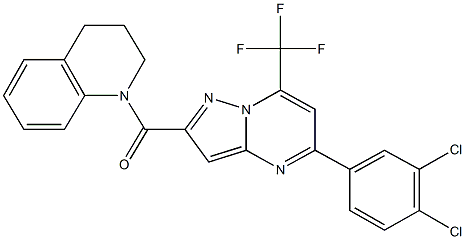 1-{[5-(3,4-dichlorophenyl)-7-(trifluoromethyl)pyrazolo[1,5-a]pyrimidin-2-yl]carbonyl}-1,2,3,4-tetrahydroquinoline 结构式