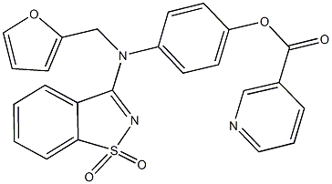 4-[(1,1-dioxido-1,2-benzisothiazol-3-yl)(2-furylmethyl)amino]phenyl nicotinate 结构式
