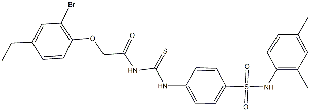 4-[({[(2-bromo-4-ethylphenoxy)acetyl]amino}carbothioyl)amino]-N-(2,4-dimethylphenyl)benzenesulfonamide 结构式