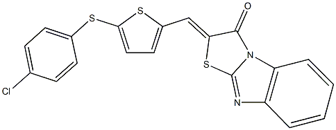 2-({5-[(4-chlorophenyl)sulfanyl]thien-2-yl}methylene)[1,3]thiazolo[3,2-a]benzimidazol-3(2H)-one 结构式