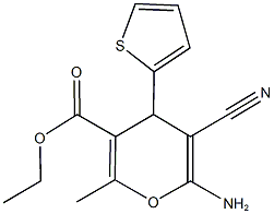 ethyl 6-amino-5-cyano-2-methyl-4-thien-2-yl-4H-pyran-3-carboxylate 结构式