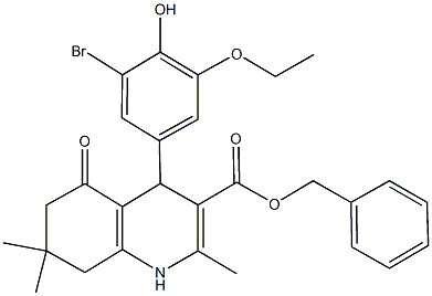 benzyl 4-(3-bromo-5-ethoxy-4-hydroxyphenyl)-2,7,7-trimethyl-5-oxo-1,4,5,6,7,8-hexahydro-3-quinolinecarboxylate 结构式