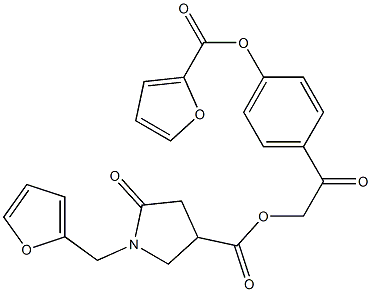 2-[4-(2-furoyloxy)phenyl]-2-oxoethyl 1-(2-furylmethyl)-5-oxo-3-pyrrolidinecarboxylate 结构式