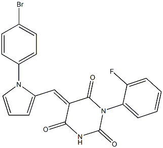 5-{[1-(4-bromophenyl)-1H-pyrrol-2-yl]methylene}-1-(2-fluorophenyl)-2,4,6(1H,3H,5H)-pyrimidinetrione 结构式