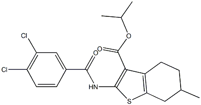 isopropyl 2-[(3,4-dichlorobenzoyl)amino]-6-methyl-4,5,6,7-tetrahydro-1-benzothiophene-3-carboxylate 结构式