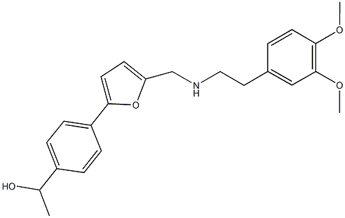 1-{4-[5-({[2-(3,4-dimethoxyphenyl)ethyl]amino}methyl)-2-furyl]phenyl}ethanol 结构式