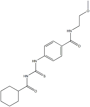 4-({[(cyclohexylcarbonyl)amino]carbothioyl}amino)-N-(2-methoxyethyl)benzamide 结构式