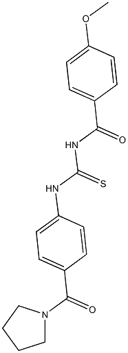 N-(4-methoxybenzoyl)-N'-[4-(1-pyrrolidinylcarbonyl)phenyl]thiourea 结构式
