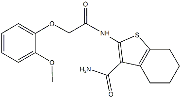 2-{[(2-methoxyphenoxy)acetyl]amino}-4,5,6,7-tetrahydro-1-benzothiophene-3-carboxamide 结构式