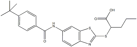2-({6-[(4-tert-butylbenzoyl)amino]-1,3-benzothiazol-2-yl}sulfanyl)pentanoic acid 结构式
