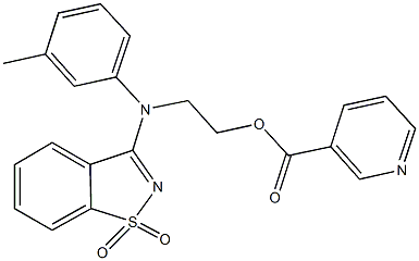 2-[(1,1-dioxido-1,2-benzisothiazol-3-yl)-3-methylanilino]ethyl nicotinate 结构式