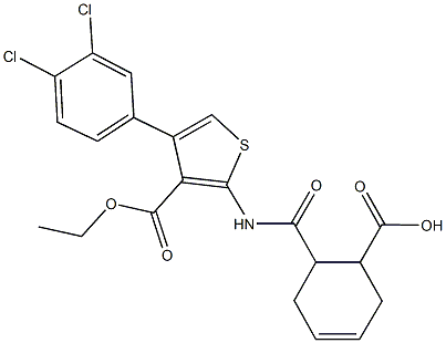 6-({[4-(3,4-dichlorophenyl)-3-(ethoxycarbonyl)thien-2-yl]amino}carbonyl)cyclohex-3-ene-1-carboxylic acid 结构式