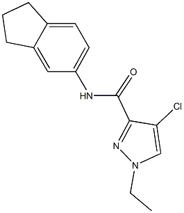 4-chloro-N-(2,3-dihydro-1H-inden-5-yl)-1-ethyl-1H-pyrazole-3-carboxamide 结构式