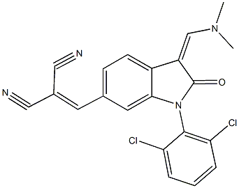 2-({1-(2,6-dichlorophenyl)-3-[(dimethylamino)methylene]-2-oxo-2,3-dihydro-1H-indol-6-yl}methylene)malononitrile 结构式