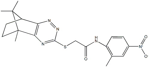 N-{4-nitro-2-methylphenyl}-2-[(8,11,11-trimethyl-3,4,6-triazatricyclo[6.2.1.0~2,7~]undeca-2,4,6-trien-5-yl)sulfanyl]acetamide 结构式