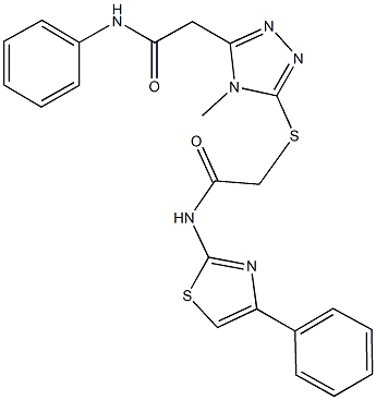 2-{[5-(2-anilino-2-oxoethyl)-4-methyl-4H-1,2,4-triazol-3-yl]sulfanyl}-N-(4-phenyl-1,3-thiazol-2-yl)acetamide 结构式