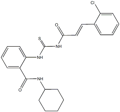 2-[({[3-(2-chlorophenyl)acryloyl]amino}carbothioyl)amino]-N-cyclohexylbenzamide 结构式