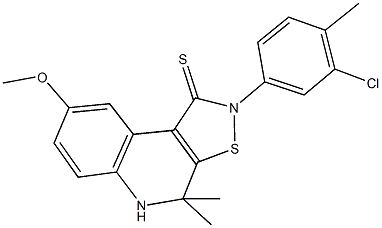 2-(3-chloro-4-methylphenyl)-8-methoxy-4,4-dimethyl-4,5-dihydroisothiazolo[5,4-c]quinoline-1(2H)-thione 结构式