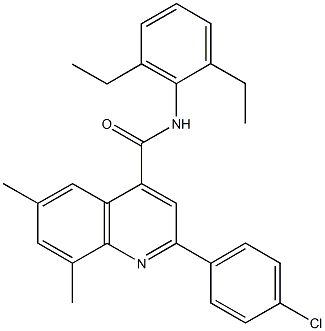 2-(4-chlorophenyl)-N-(2,6-diethylphenyl)-6,8-dimethyl-4-quinolinecarboxamide 结构式