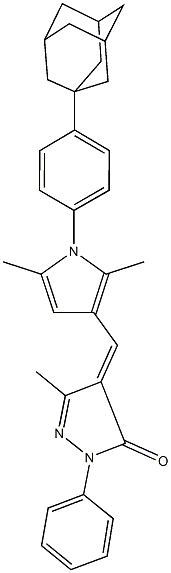 4-({1-[4-(1-adamantyl)phenyl]-2,5-dimethyl-1H-pyrrol-3-yl}methylene)-5-methyl-2-phenyl-2,4-dihydro-3H-pyrazol-3-one 结构式