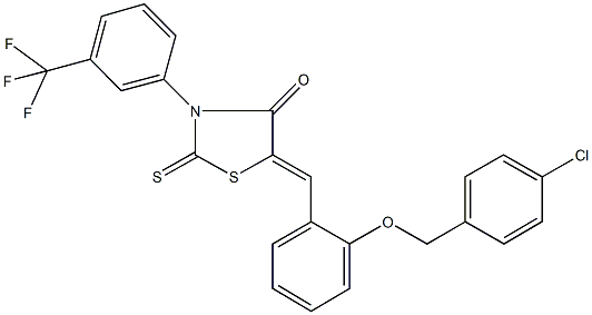 5-{2-[(4-chlorobenzyl)oxy]benzylidene}-2-thioxo-3-[3-(trifluoromethyl)phenyl]-1,3-thiazolidin-4-one 结构式