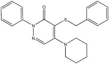 4-(benzylsulfanyl)-2-phenyl-5-(1-piperidinyl)-3(2H)-pyridazinone 结构式