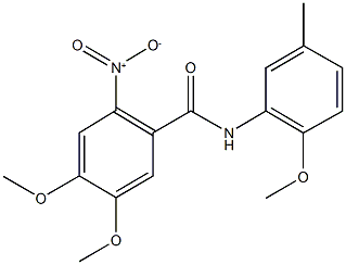 2-nitro-4,5-dimethoxy-N-(2-methoxy-5-methylphenyl)benzamide 结构式