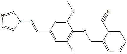 2-({2-iodo-6-methoxy-4-[(4H-1,2,4-triazol-4-ylimino)methyl]phenoxy}methyl)benzonitrile 结构式