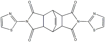 4,10-di(1,3-thiazol-2-yl)-4,10-diazatetracyclo[5.5.2.0~2,6~.0~8,12~]tetradec-13-ene-3,5,9,11-tetrone 结构式
