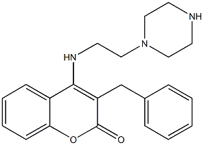 3-benzyl-4-{[2-(1-piperazinyl)ethyl]amino}-2H-chromen-2-one 结构式