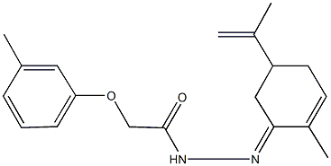 N'-(5-isopropenyl-2-methylcyclohex-2-en-1-ylidene)-2-(3-methylphenoxy)acetohydrazide 结构式