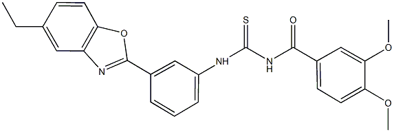 N-(3,4-dimethoxybenzoyl)-N'-[3-(5-ethyl-1,3-benzoxazol-2-yl)phenyl]thiourea 结构式