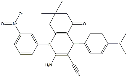 2-amino-4-[4-(dimethylamino)phenyl]-1-{3-nitrophenyl}-7,7-dimethyl-5-oxo-1,4,5,6,7,8-hexahydroquinoline-3-carbonitrile 结构式