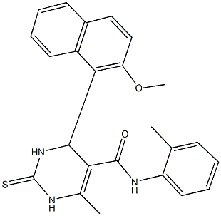 6-methyl-4-[2-(methyloxy)naphthalen-1-yl]-N-(2-methylphenyl)-2-thioxo-1,2,3,4-tetrahydropyrimidine-5-carboxamide 结构式