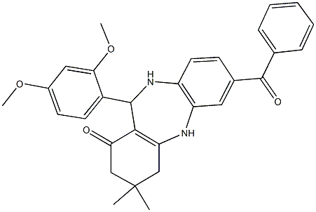 7-benzoyl-11-(2,4-dimethoxyphenyl)-3,3-dimethyl-2,3,4,5,10,11-hexahydro-1H-dibenzo[b,e][1,4]diazepin-1-one 结构式