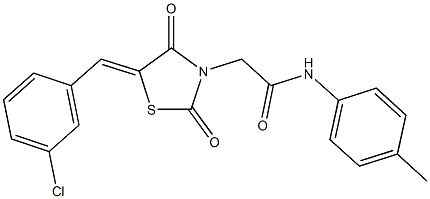 2-[5-(3-chlorobenzylidene)-2,4-dioxo-1,3-thiazolidin-3-yl]-N-(4-methylphenyl)acetamide 结构式