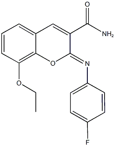 8-ethoxy-2-[(4-fluorophenyl)imino]-2H-chromene-3-carboxamide 结构式