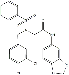 N-(1,3-benzodioxol-5-yl)-2-[(3,4-dichlorobenzyl)(phenylsulfonyl)amino]acetamide 结构式