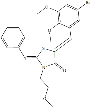 5-(5-bromo-2,3-dimethoxybenzylidene)-3-(2-methoxyethyl)-2-(phenylimino)-1,3-thiazolidin-4-one 结构式