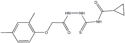 N-({2-[(2,4-dimethylphenoxy)acetyl]hydrazino}carbothioyl)cyclopropanecarboxamide 结构式