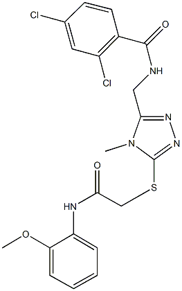 2,4-dichloro-N-[(5-{[2-(2-methoxyanilino)-2-oxoethyl]thio}-4-methyl-4H-1,2,4-triazol-3-yl)methyl]benzamide 结构式